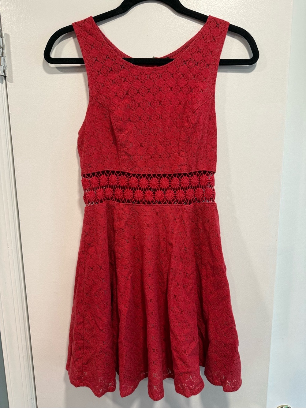 Red Free People Dress with Crochet Waist